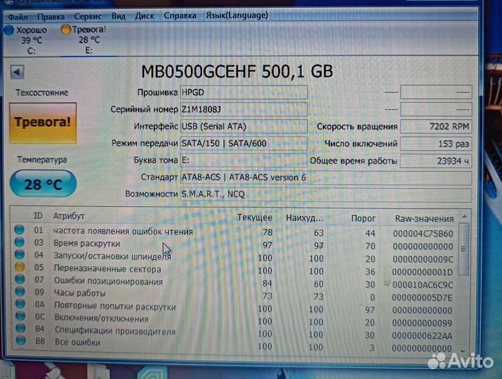 Жесткий диск Seagate и HP