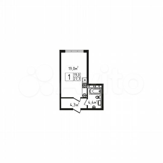 Квартира-студия, 27,7 м², 5/9 эт.