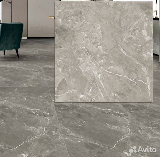 Керамическая плитка серая глянцевая Лапарет