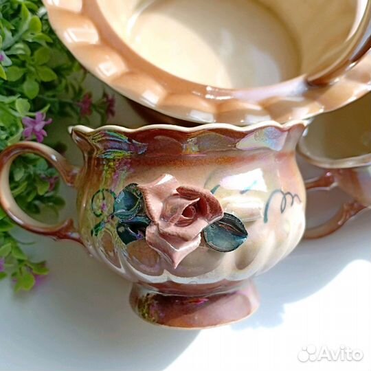 Кофейные чашки и конфетница ручная работа керамика