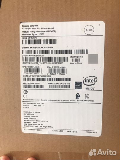 Моноблок lenovo ideacentre А340-24IGM