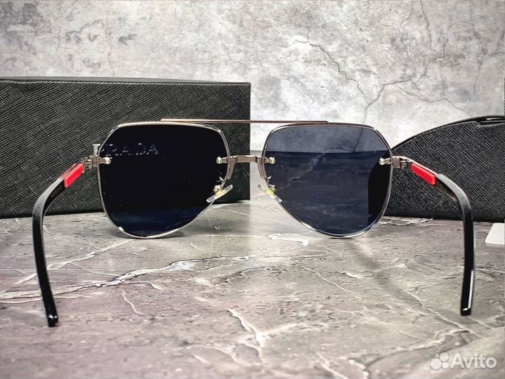 Очки Prada Aviator черные мужские