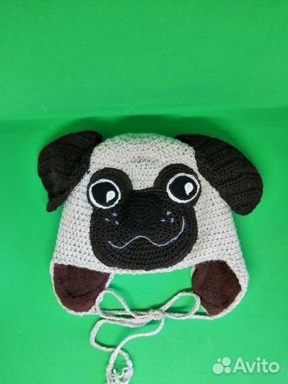 Детская шапка Мопс на малыша 2-4 года