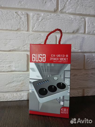 Удлинитель 6 USB + 3 разетки