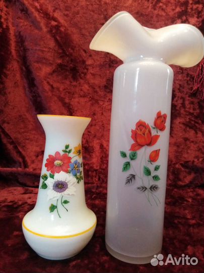 Вазы молочное стекло, фарфор СССР