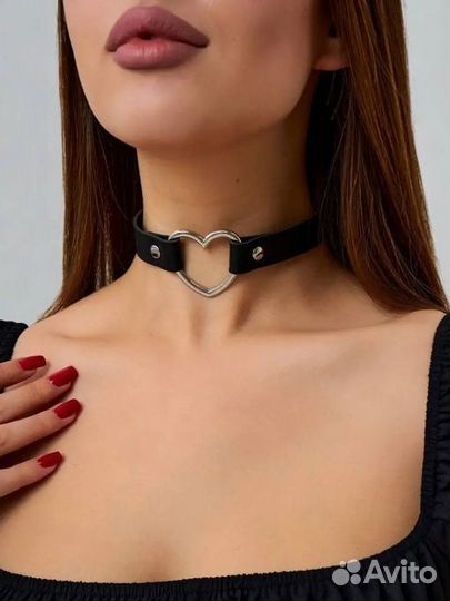 Чокер сердце кожаный ошейник