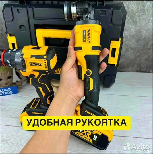 Шуруповерт бесщеточный + ушм Dewalt 2 в 1 с гарант