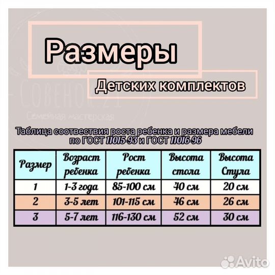 Детский стол и стул