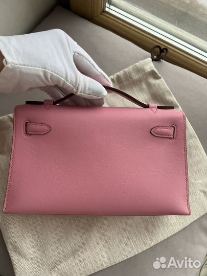 Сумка клатч hermes kelly pochette mauve sylvestre
