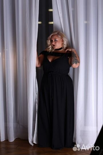 Веченее платье женское чёрное в пол