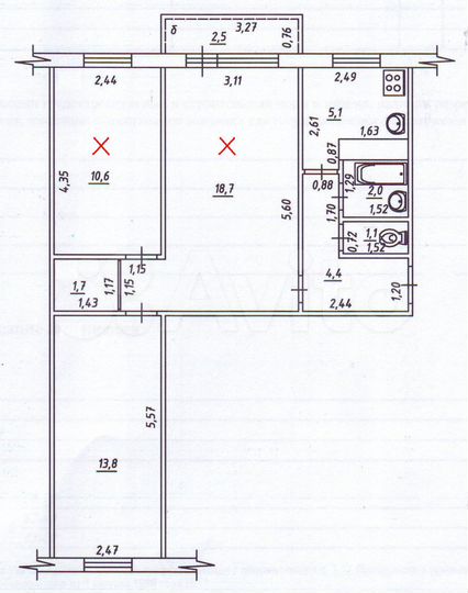 Комната 29,3 м² в 3-к., 3/5 эт.