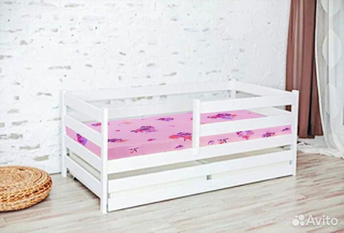 Кроватка для малыша высокий борт берёза софа эко