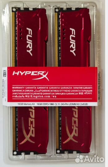 Оперативная память DDR3, 16 гб, (2x8) Гб hyperx