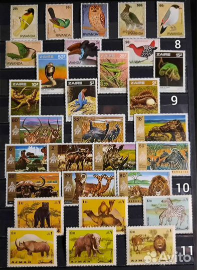 Коллекция марок фауна 60-90х 9 (чистые)
