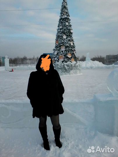 Шуба норковая с капюшоном 48 50 бу