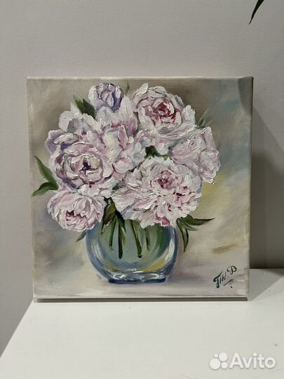 Картина маслом пионы