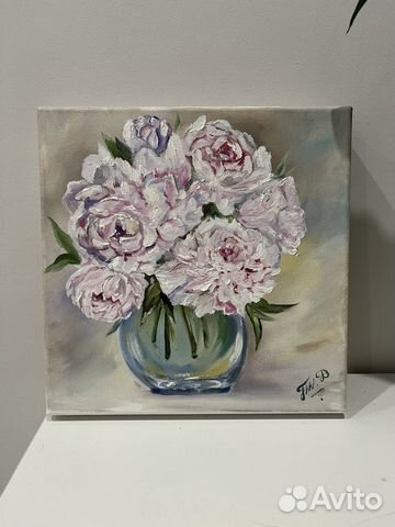 Картина маслом пионы