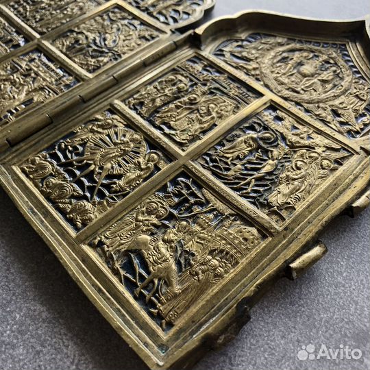 Икона складень Праздники. 2 створки. Черная змаль