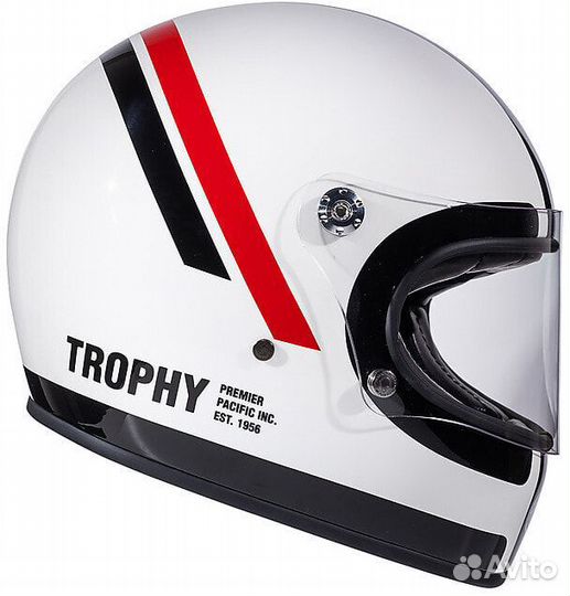 Motorcycle Integral Мотошлем Vintage 70s Premier Trophy DO8 Glossy White