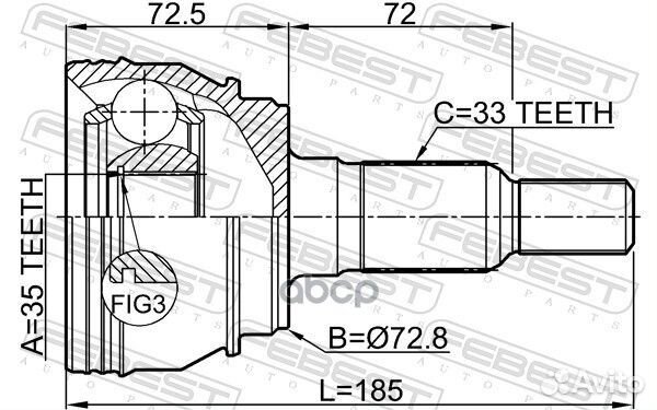 ШРУС внешн (35x72.8x33) cadillac escalade II 19