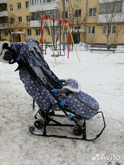 Детские зимние сани с колёсами