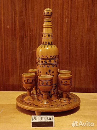 Деревянная посуда СССР Штоф+рюмки подарок