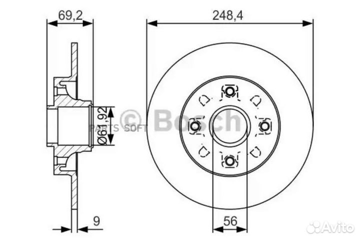 Bosch 0986479S43 0 986 479 S43 диск тормозной задн