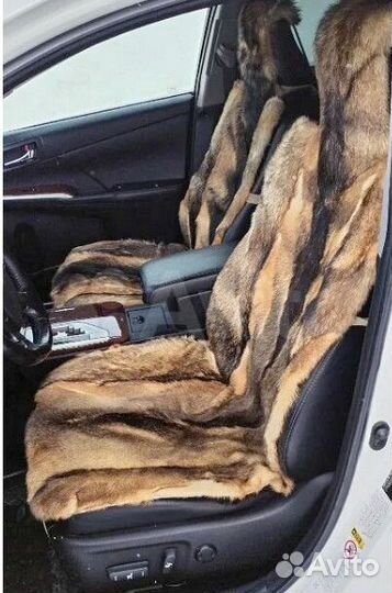 Меховые накидки на сиденья волк