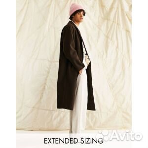 Коричневое пальто оверсайз из смесовой шерсти ASOS