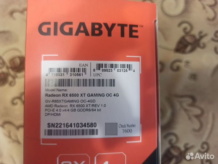 Видеокарта gigabyte AMD Radeon RX 6500 XT gaming