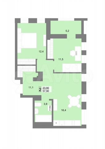 2-к. квартира, 57,9 м², 23/31 эт.