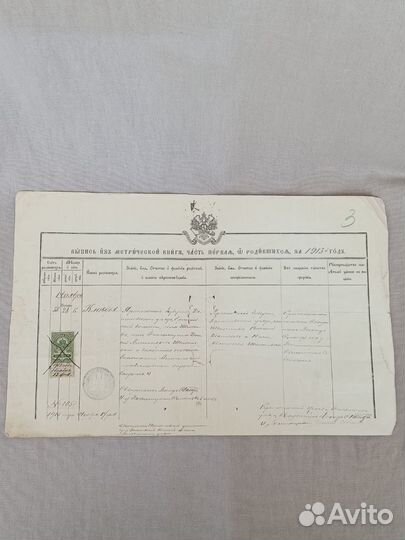 Выписка из метрической книги 1913 год