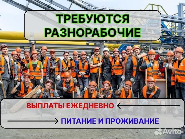 Разнорабочие ежедневные выплаты с проживанием