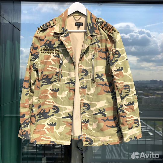 Оверсайз деним милитари куртка