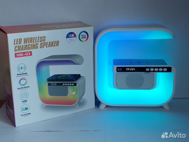 Светильник, колонка, c беспроводной зарядкой 6в1