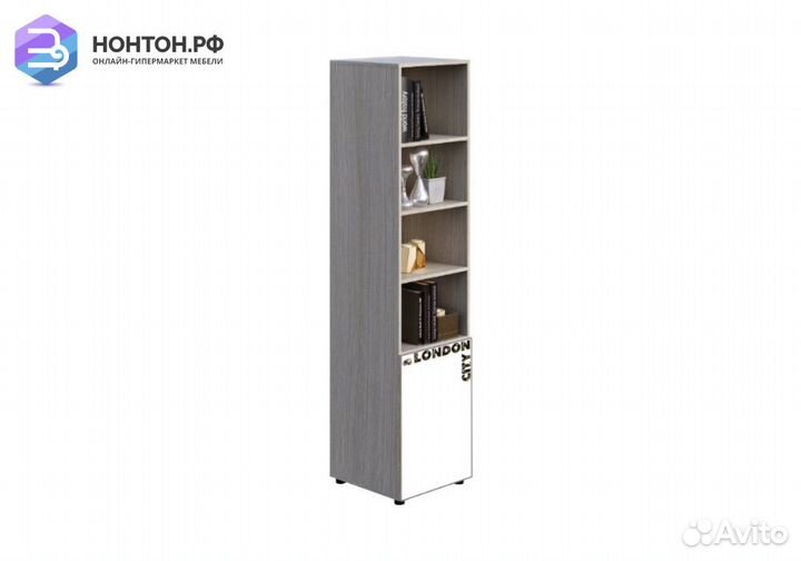 Стеллаж Мийа-3А ясень шимо светлый / белая шагрень