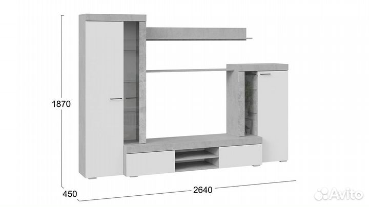 Гостиная «Амстердам» (Цемент светлый/Белый)