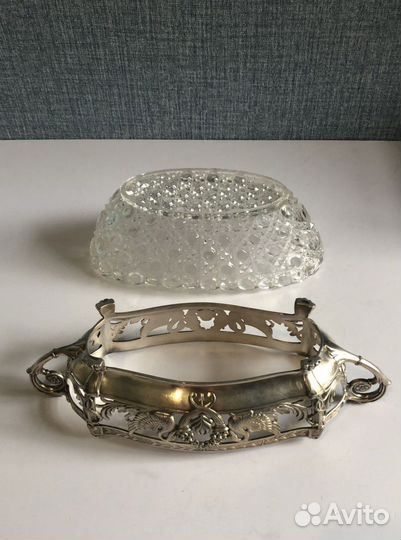 Блюдо,хрусталь,серебрение,тяжёлое,Европа