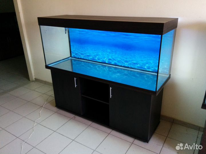 Аквариум 500л. тумба, крышка, биофильтр, фон, свет