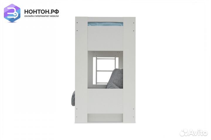 Двухъярусная кровать с диван-кроватью серый / белы