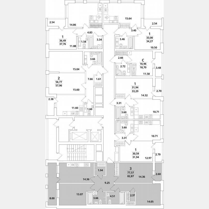 3-к. квартира, 82,9 м², 14/16 эт.