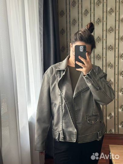 Куртка косуха кожаная оверсайз