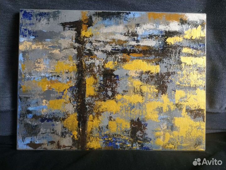 Картина абстракция Старый Дом акрил