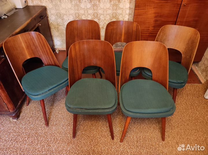 Винтажный Гарнитур из 6 стульев Освальда Гердтля