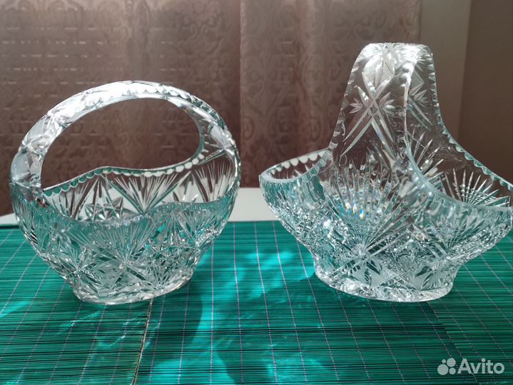 Ваза корзина хрустальЧехия