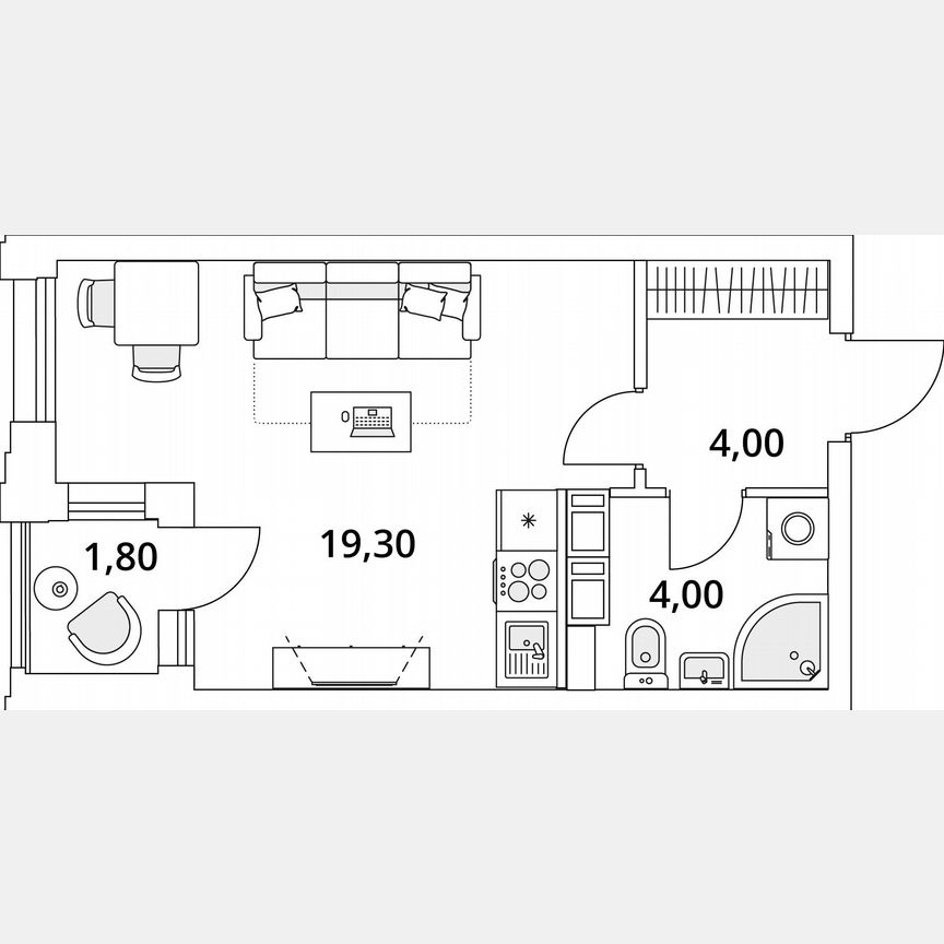Квартира-студия, 28,2 м², 9/13 эт.