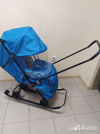 Новы санки коляска Galaxy бирюзовый