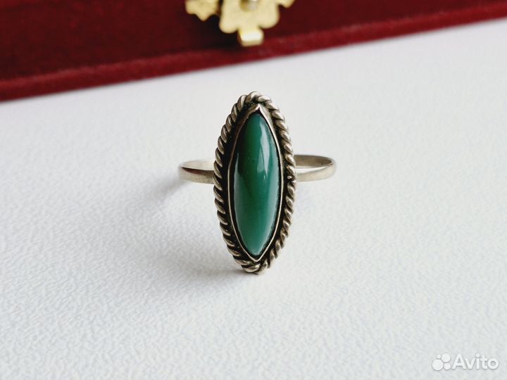 Серебряное Кольцо Хризопраз Европа Винтаж