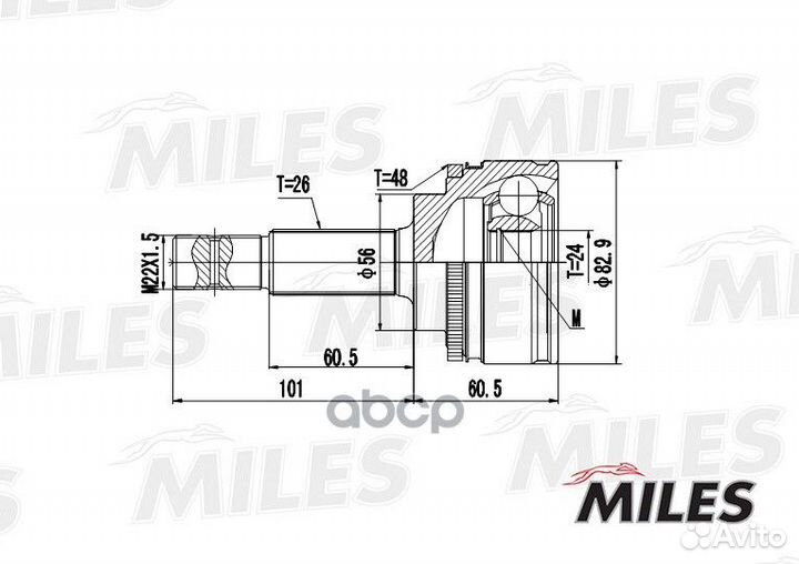 Шрус toyota avensis 2.0D 99- нар.(ABS) ga20454