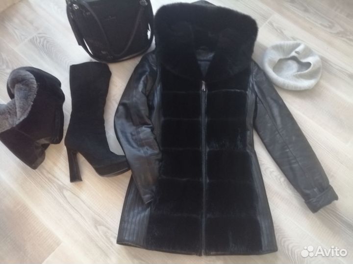 Пуховик с норкой, натуральная